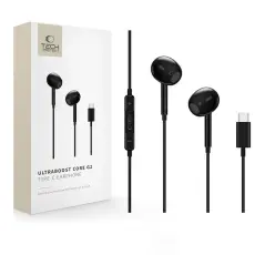 Tech-Protect In-Ear Hörlurar USB-C UltraBoost Svart