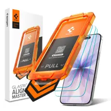 Spigen iPhone 17 3-PACK Sk&auml;rmskydd ALM GLAS.tR H&auml;rdat Glas