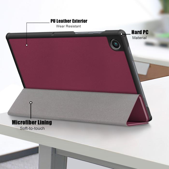 Bild 6, Samsung Galaxy Tab A8 10.5 (2021) Fodral Premium Tri-Fold Vinröd