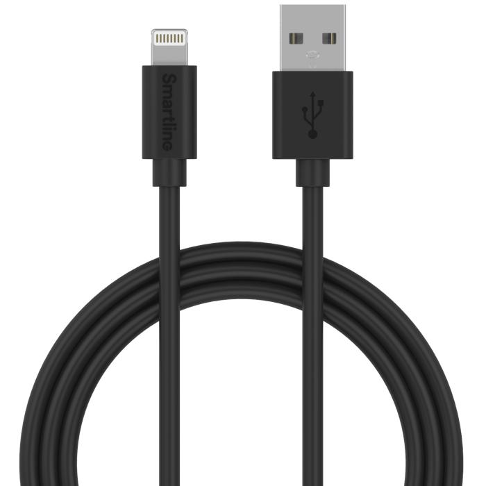 Bild 1, Smartline 1m MFi Lightning Laddningskabel Svart