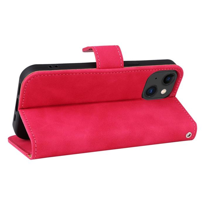 Bild 4, iPhone 15 Fodral Skin Touch Läder Rosa