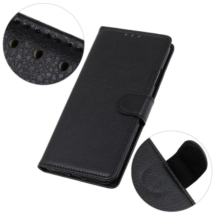 Bild 5, Xiaomi Redmi 12C 4G Fodral Läder Litchi Textur Svart
