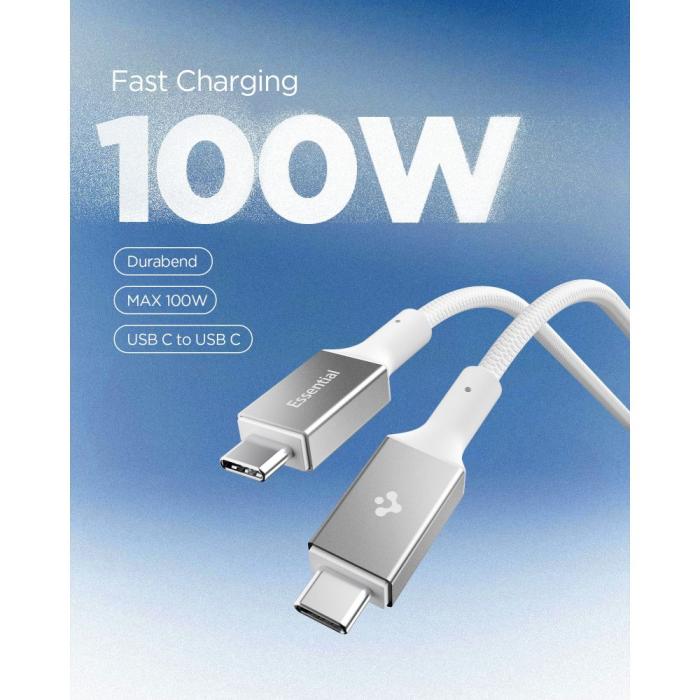 Bild 3, Spigen 1.5m 100W USB-C - USB-C Kabel Vit