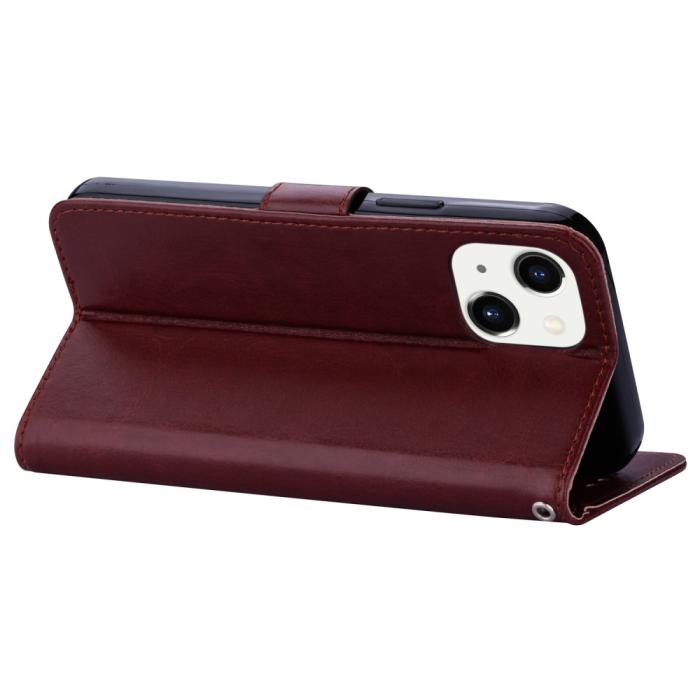 Bild 5, iPhone 13 Mini Fodral Crazy Horse Läder Brun