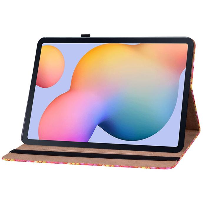 Bild 4, Samsung Galaxy Tab S6 Lite Fodral Vävd Textur Rosa/Gul