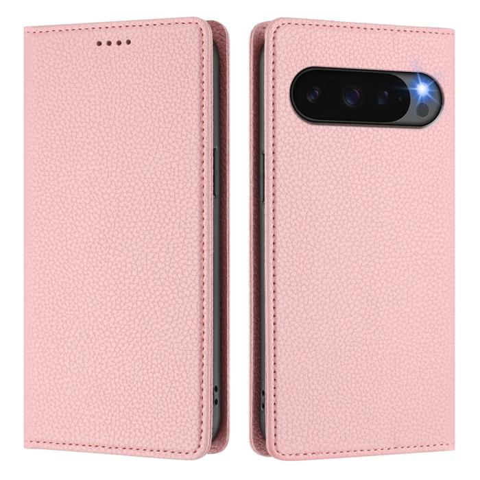 Bild 3, Google Pixel 10/10 Pro / 9/9 Pro Fodral RFID Litchi Läder Rosa