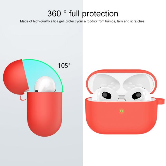Bild 2, AirPods 3 Skal Silikon Med Krok Röd