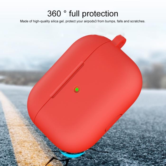Bild 3, AirPods 3 Skal Silikon Med Krok Röd