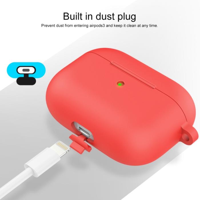 Bild 4, AirPods 3 Skal Silikon Med Krok Röd