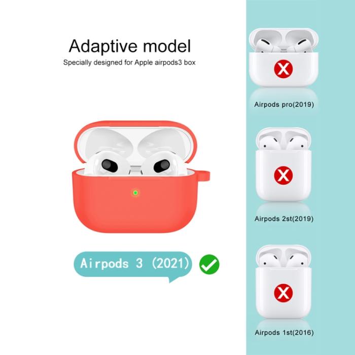 Bild 5, AirPods 3 Skal Silikon Med Krok Röd