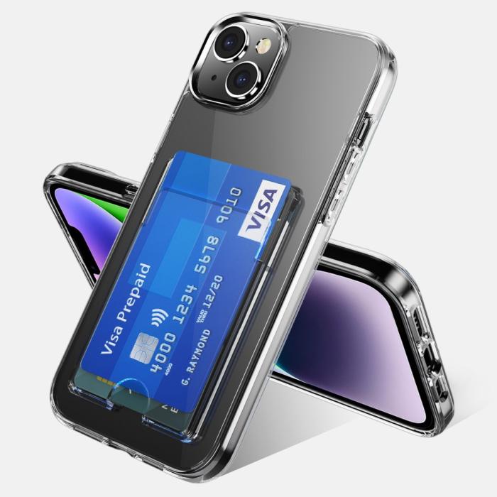 Bild 2, iPhone 15 Plus Skal Hybrid Med Kortfack Transparent