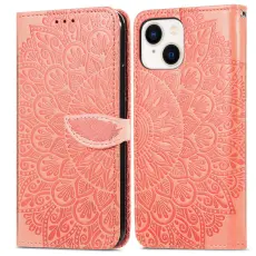 iPhone 15 Plus Fodral L&auml;der Med Tryck Orange