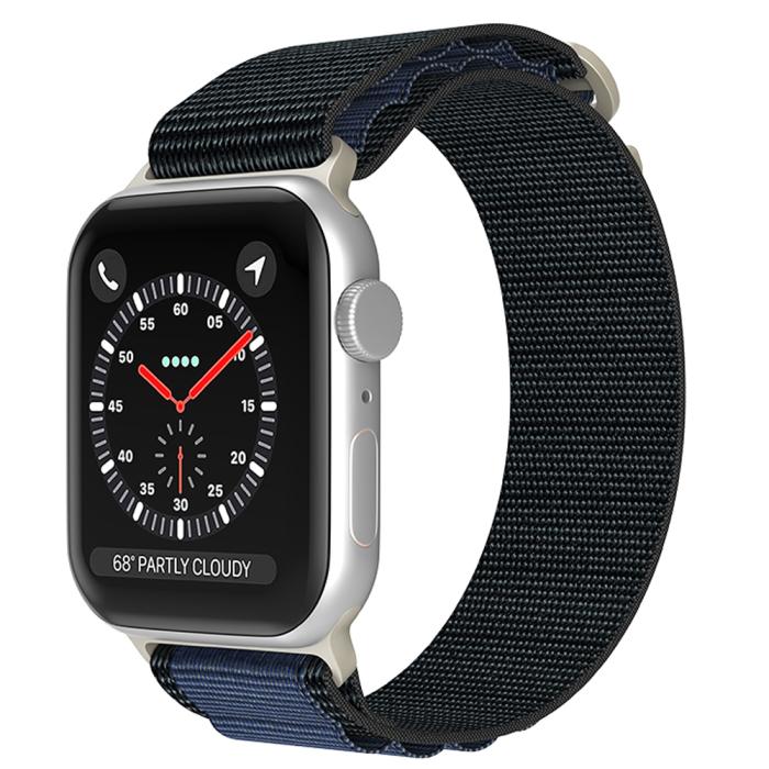 Bild 2, Apple Watch 42/44/45/49 mm Armband Alpine Pro Loop Svart/Midnight Blue