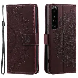 Sony Xperia 1 V Fodral Mandala Läder Brun