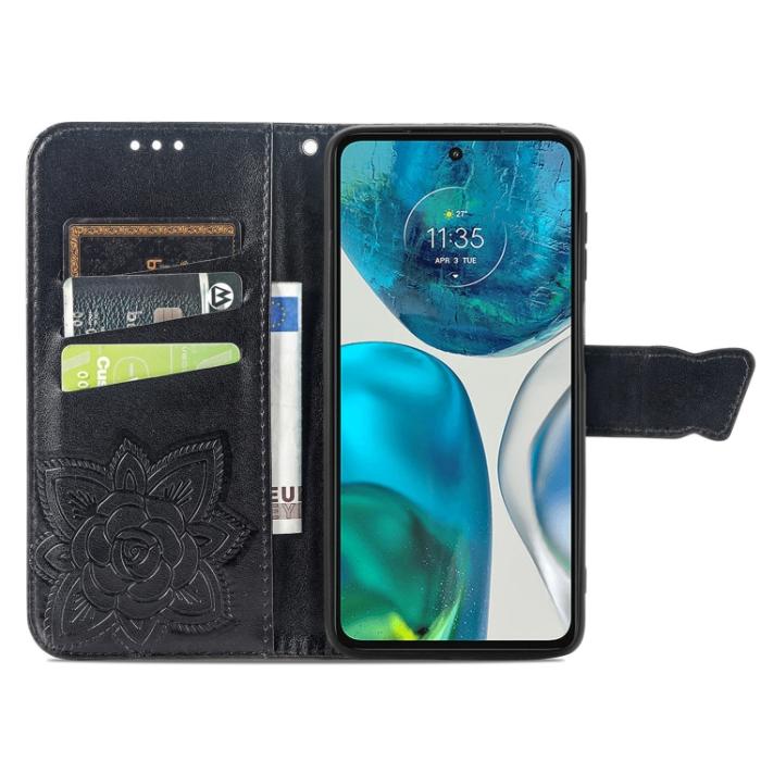 Bild 3, Motorola Moto G52/G82 Fodral Fjäril Tryck Svart