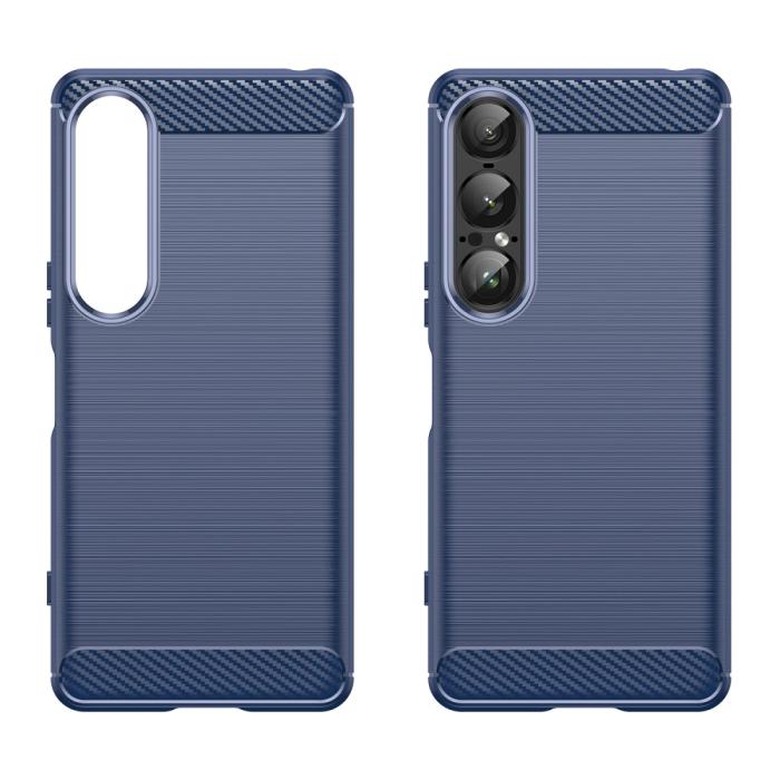 Bild 2, Sony Xperia 1 VII Skal Borstad Stål Textur Blå