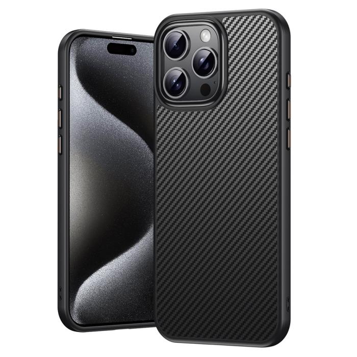 Bild 1, iPhone 16 Pro Skal MagSafe Kolfiber Textur Svart
