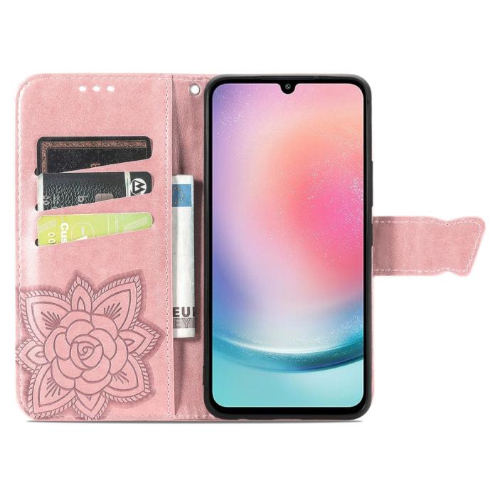 Bild 2, Samsung Galaxy A25 5G Fodral Läder Big Butterfly Roséguld