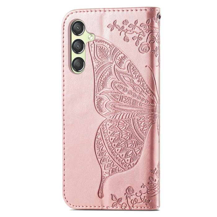 Bild 4, Samsung Galaxy A25 5G Fodral Läder Big Butterfly Roséguld