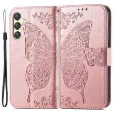 Samsung Galaxy A25 5G Fodral Läder Big Butterfly Roséguld