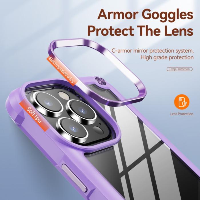 Bild 2, iPhone 15 Pro Skal Shockproof Hybrid Armor Lila