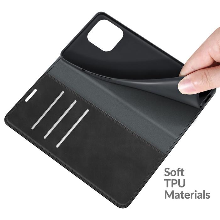 Bild 4, iPhone 13 Pro - Skin Touch Flip Fodral - Svart