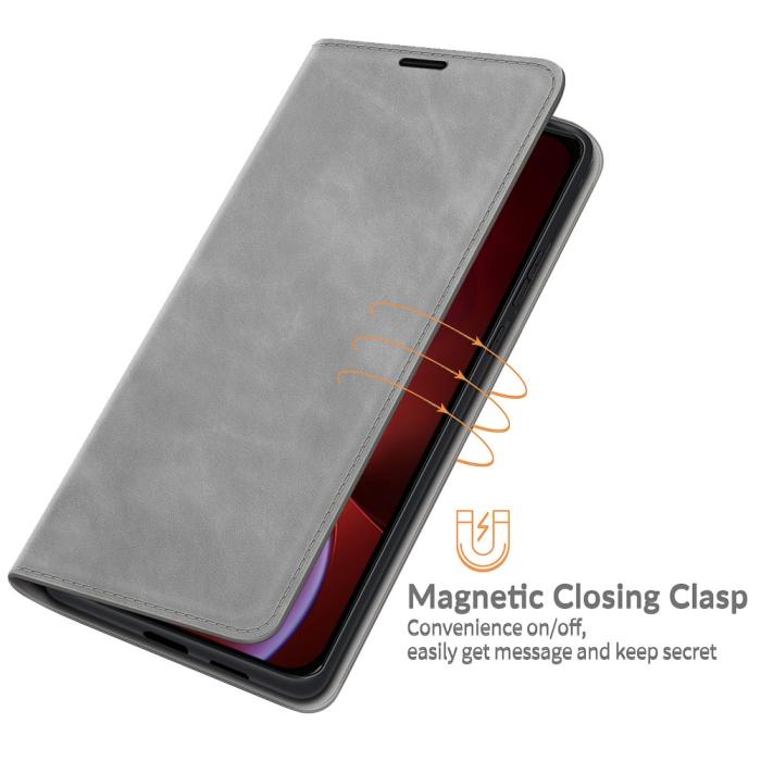 Bild 3, iPhone 13 Pro - Skin Touch Flip Fodral - Grå