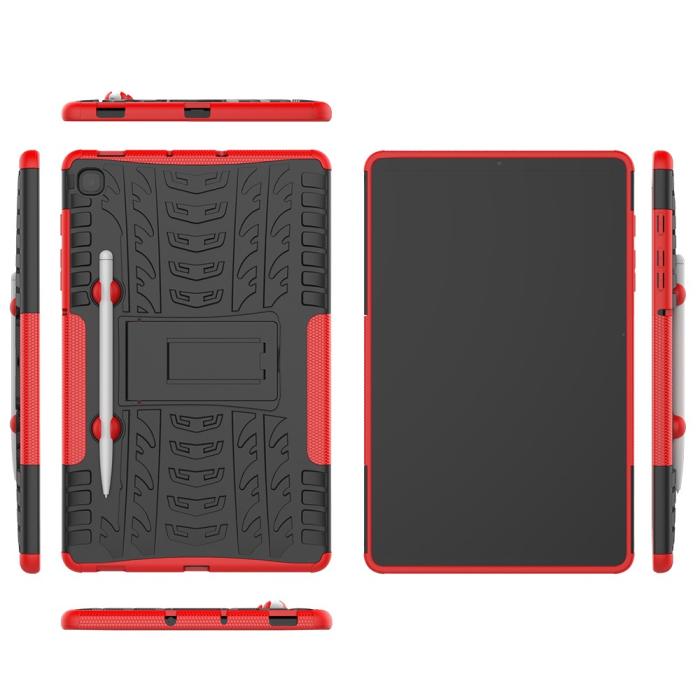 Bild 2, Samsung Galaxy Tab S6 Lite Skal Rugged Kickstand Armor Röd