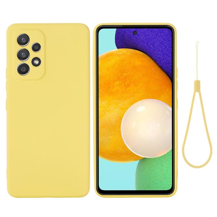 Bild 1, Samsung Galaxy A53 5G Skal Liquid Silikon Med Strap Gul