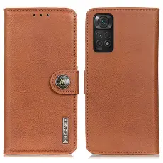 KHAZNEH Xiaomi Redmi Note 11 4G Fodral L&auml;der Brun