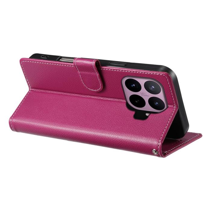 Bild 2, Xiaomi 17T Fodral Litchi Läder Rosa