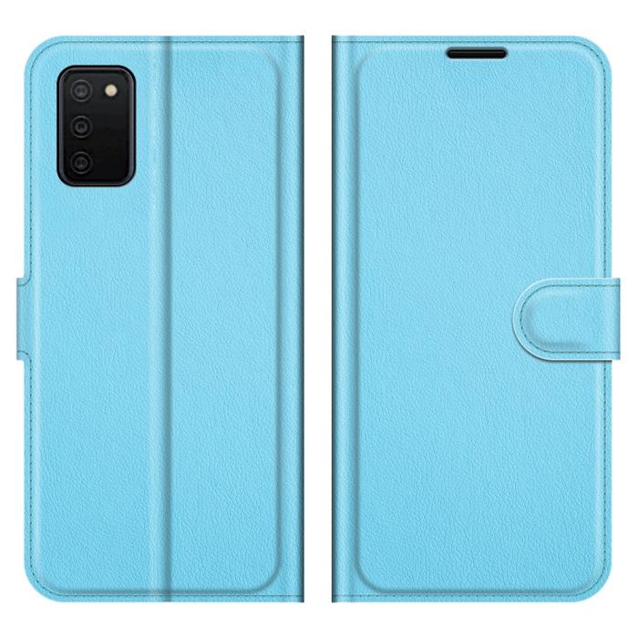 Bild 1, Samsung Galaxy A03s Fodral Litchi Läder Ljus Blå