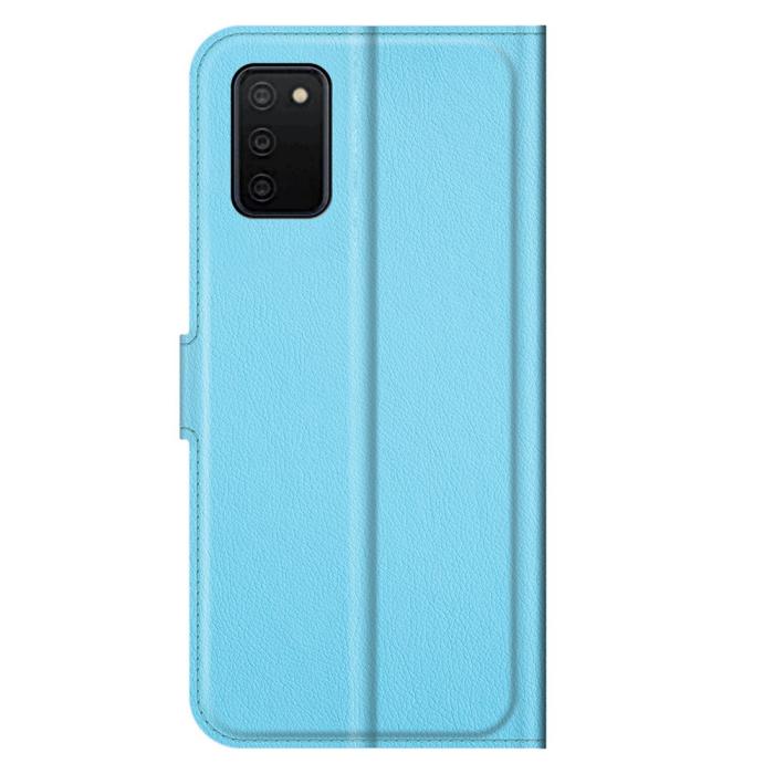 Bild 3, Samsung Galaxy A03s Fodral Litchi Läder Ljus Blå