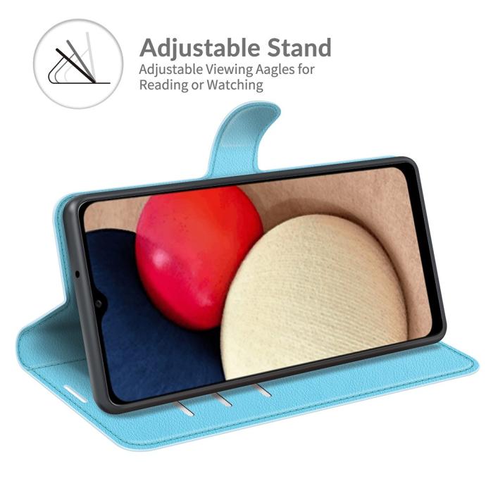 Bild 4, Samsung Galaxy A03s Fodral Litchi Läder Ljus Blå