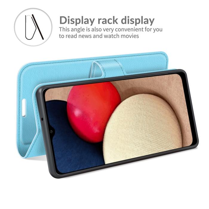 Bild 5, Samsung Galaxy A03s Fodral Litchi Läder Ljus Blå