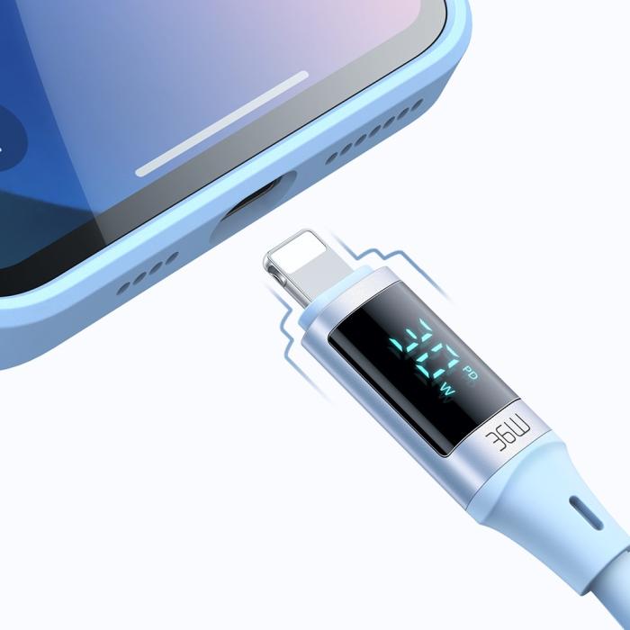 Bild 3, Mcdodo 36W 1.8m PD USB-C - Lightning LED Silikon Kabel Lila