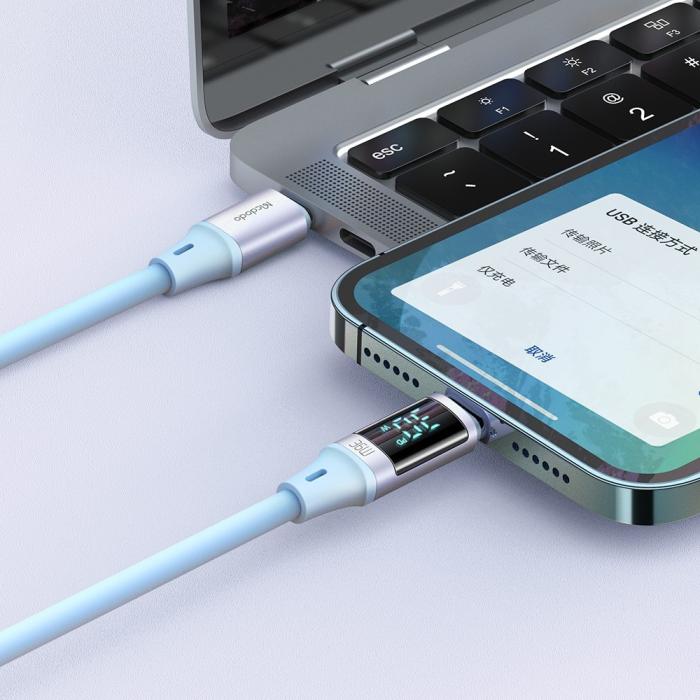 Bild 4, Mcdodo 36W 1.8m PD USB-C - Lightning LED Silikon Kabel Lila