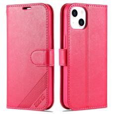 AZNS iPhone 15 Fodral Läder Rosa/Röd