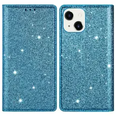 iPhone 15 Fodral Flip Glitter Blå