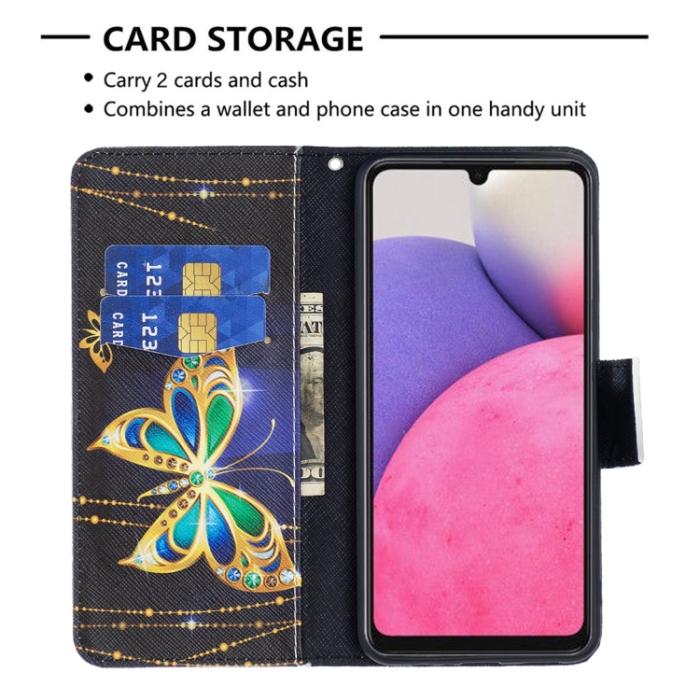Bild 5, Samsung Galaxy A33 5G Fodral Med Tryck Guld Fjäril