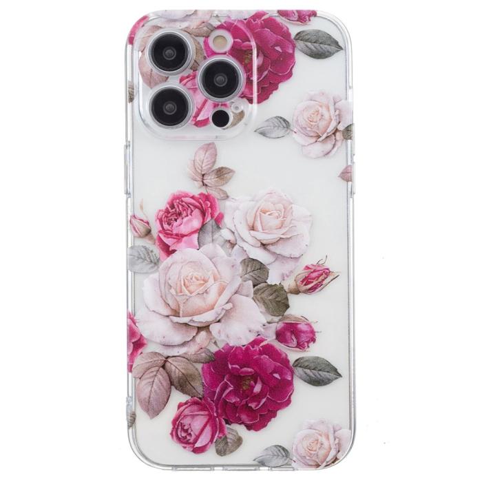 Bild 2, iPhone 16 Pro Skal TPU Blommer Rosa