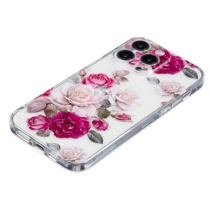 Bild 3, iPhone 16 Pro Skal TPU Blommer Rosa