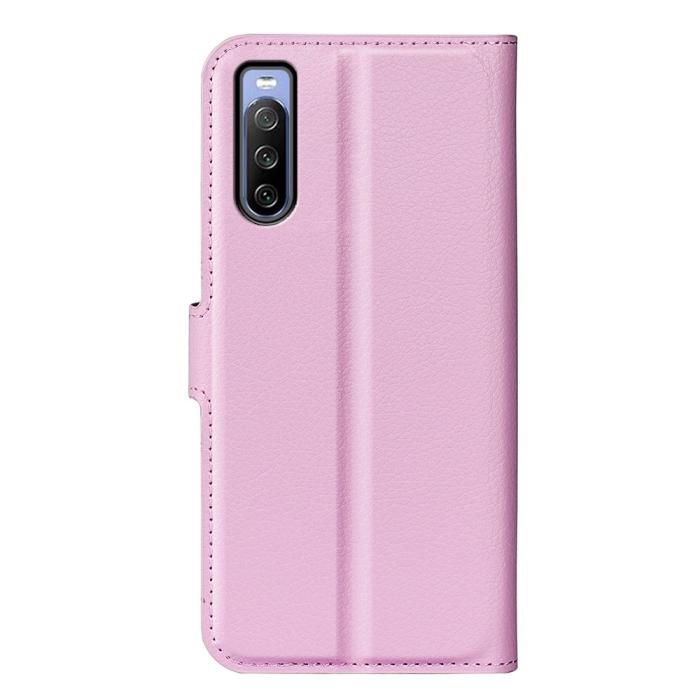 Bild 6, Sony Xperia 10 IV Fodral Litchi Läder Ljus Rosa
