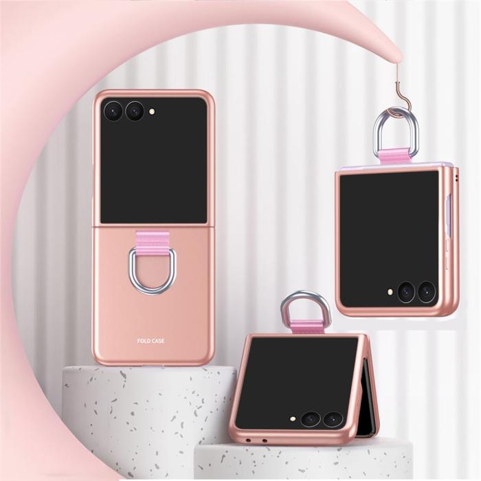 Bild 2, Samsung Galaxy Z Flip 8 Skal med Ringhållare Gummerad PC Rosa