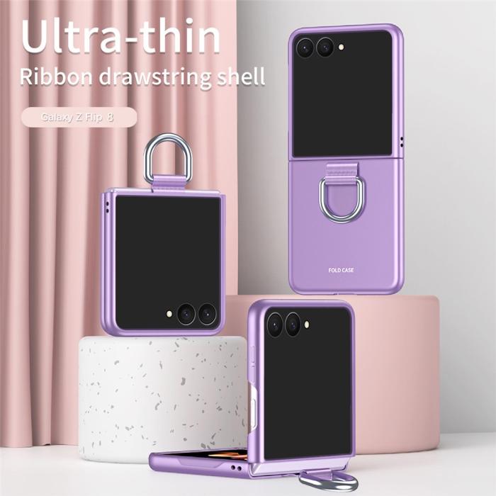 Bild 3, Samsung Galaxy Z Flip 8 Skal med Ringhållare Gummerad PC Rosa