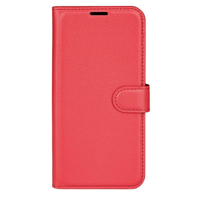 Bild 5, iPhone 17e / 16e Fodral Litchi Läder Röd