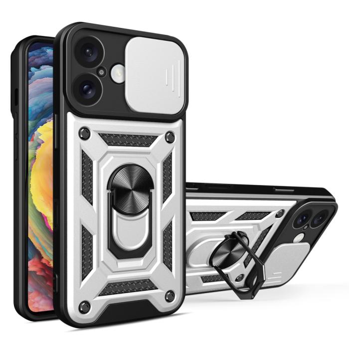 Bild 1, iPhone 16 Plus Skal CamShield Ring Hybrid Silver