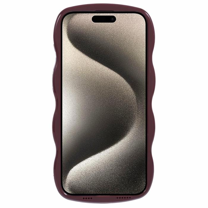Bild 2, iPhone 15 Pro Max Mobilskal Wavy Textur Vinröd