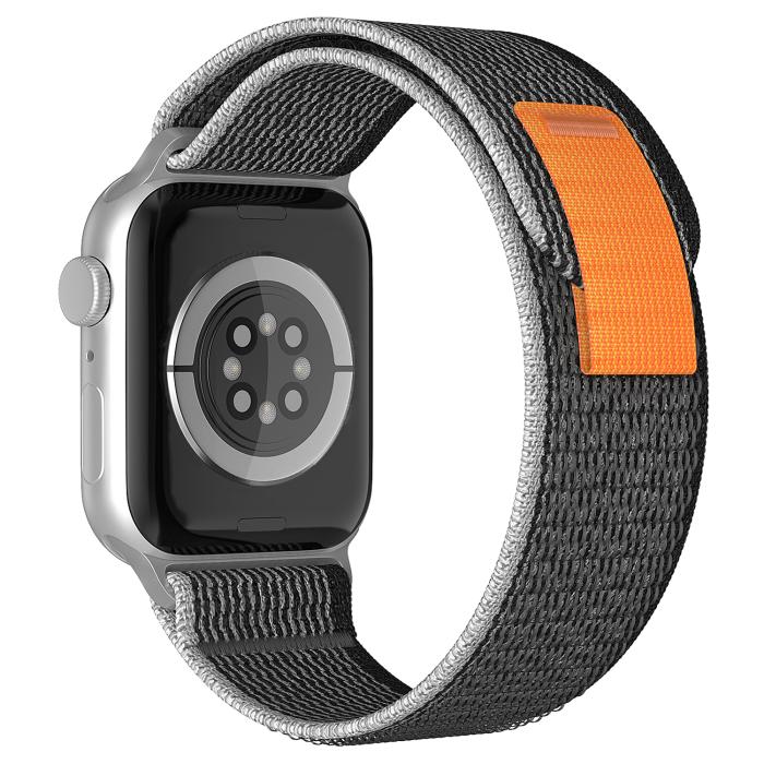 Bild 1, Apple Watch 42/44/45/49 mm Armband Nylon Trail Loop Svart/Grå