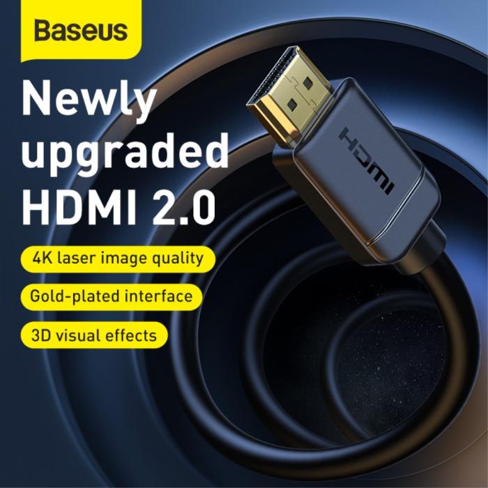 Bild 2, Baseus 5m 4K HD HDMI - HDMI Kabel Svart